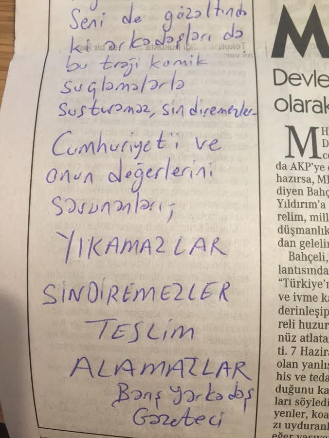 Cumhuriyet Yazarının Köşesi Boş Kalmadı