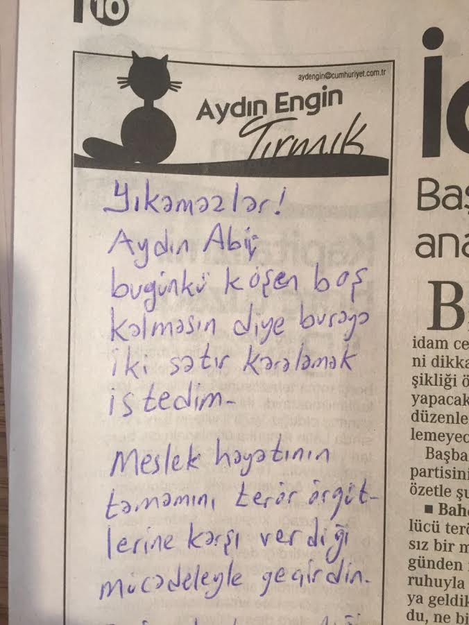 Cumhuriyet Yazarının Köşesi Boş Kalmadı