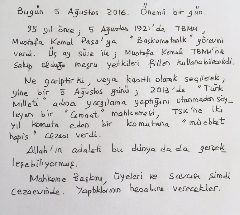 İlker Başbuğ'dan El Yazısıyla Açıklama