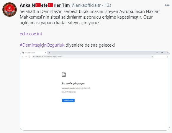 Demirtaş kararı sonrası AİHM'in sitesine siber saldırı
