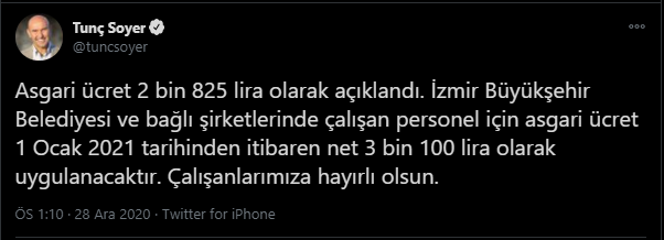 Tunç Soyer açıkladı: Asgari ücret net 3 bin 100 lira olacak