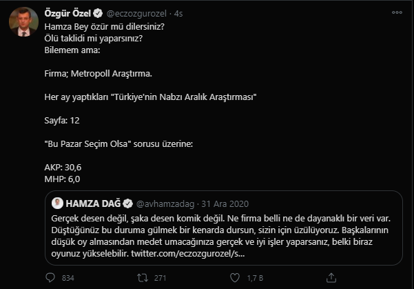 AK Parti ile CHP arasında anket polemiği