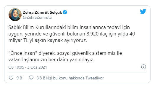 Aile Bakanı Selçuk: '8 bin 920 ilaç için yılda 40 milyar TL'yi aşkın kaynak ayırıyoruz'