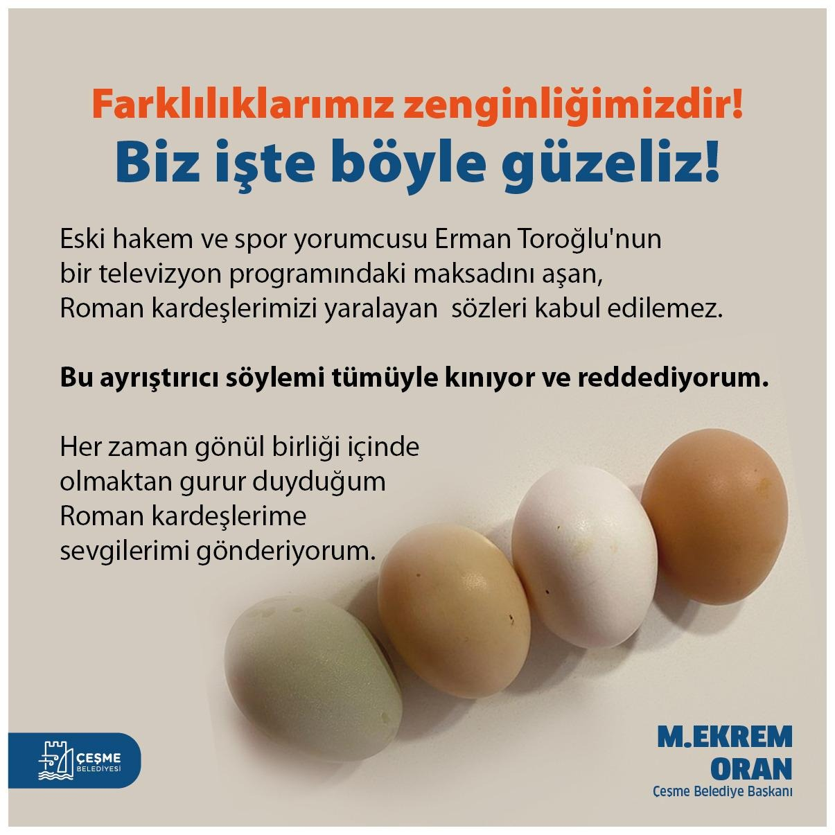 Başkan Oran'dan Toroğlu'na sert tepki; "Farklılıklarımız zenginliğimizdir!"