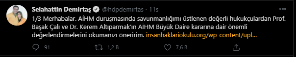 Demirtaş, AİHM kararına değerlendirmelerini paylaştı: Uçum'a da okkalı bir tokat olmuş