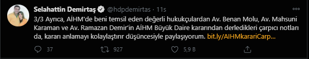Demirtaş, AİHM kararına değerlendirmelerini paylaştı: Uçum'a da okkalı bir tokat olmuş