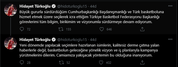 Hidayet Türkoğlu: Görevlerimi sürdürmeye devam ediyorum