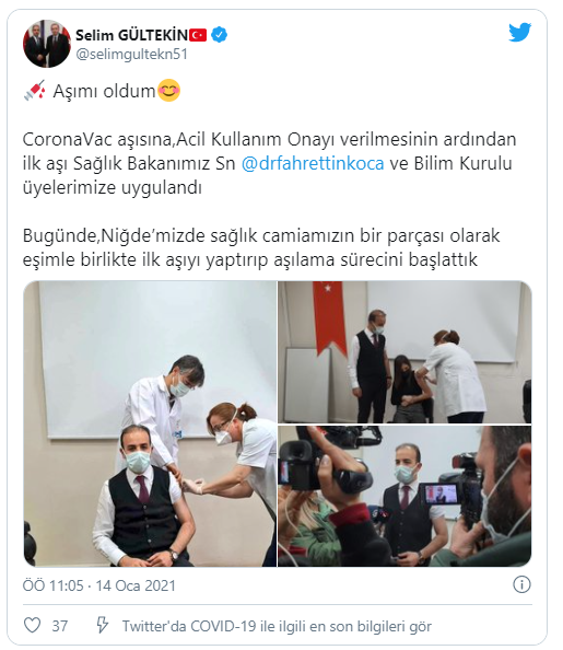 AK Partili Gültekin, eşiyle birlikte aşı oldu