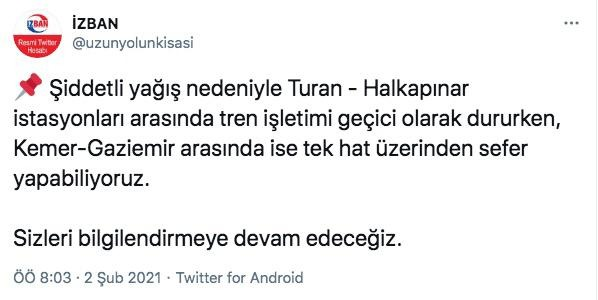 İZBAN'a yağmur engeli