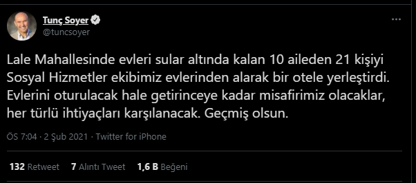 Soyer, evi su altında kalan ailelere el uzattı 