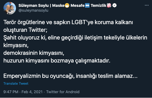 Süleyman Soylu'nun Twitter İsyanı