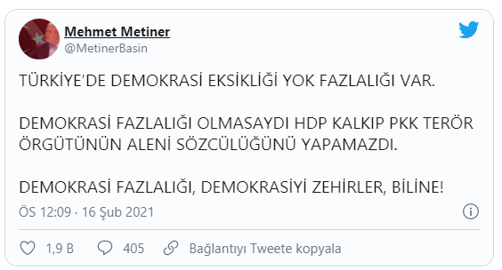 Mehmet Metiner: Türkiye’de demokrasi eksikliği yok, fazlalığı var