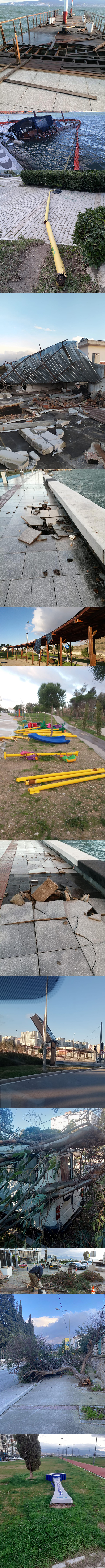 Çatılar uçtu, ağaçlar devrildi, iskeleler hasar gördü