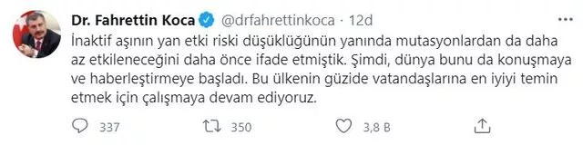 Bakan Koca'dan flaş aşı açıklaması