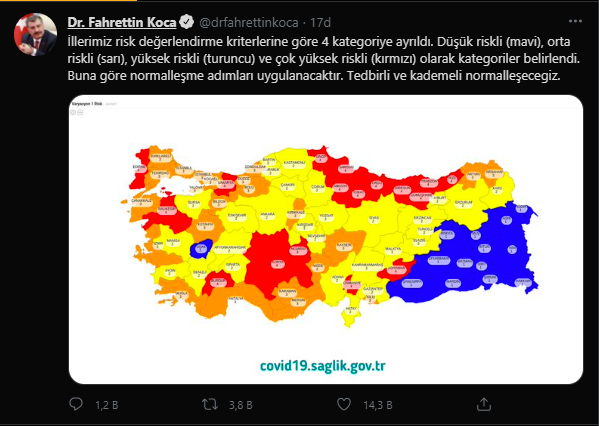 Normalleşme başlıyor! "81 il vaka sayısına göre renklere ayrıldı"