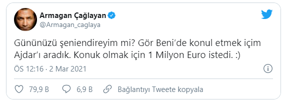 Armağan Çağlayan'dan Ajdar açıklaması: '1 milyon euro istedi'