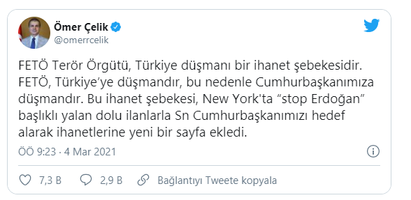 New York'taki Erdoğan ilanına AK Parti'den tepki