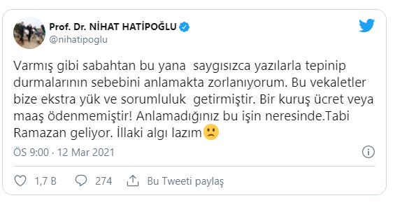 Rektörlüğün yanı sıra 4 fakültenin dekanlığını yürüten Hatipoğlu: Tabii ramazan geliyor, illaki algı lazım