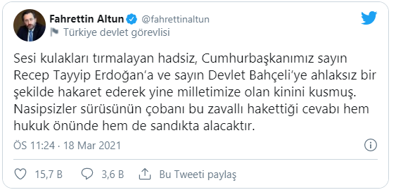 Fahrettin Altun'dan, CHP'li Özel'e: Hadsiz, ahlaksız, nasipsizler sürüsünün çobanı...