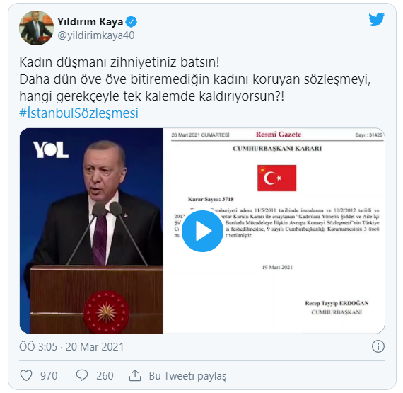İstanbul Sözleşmesi kaldırıldı tepkiler çığ gibi büyüdü: Size ve tüm kötülüklerinize rağmen biz yaşayacağız ve Sözleşmeyi geri getireceğiz!