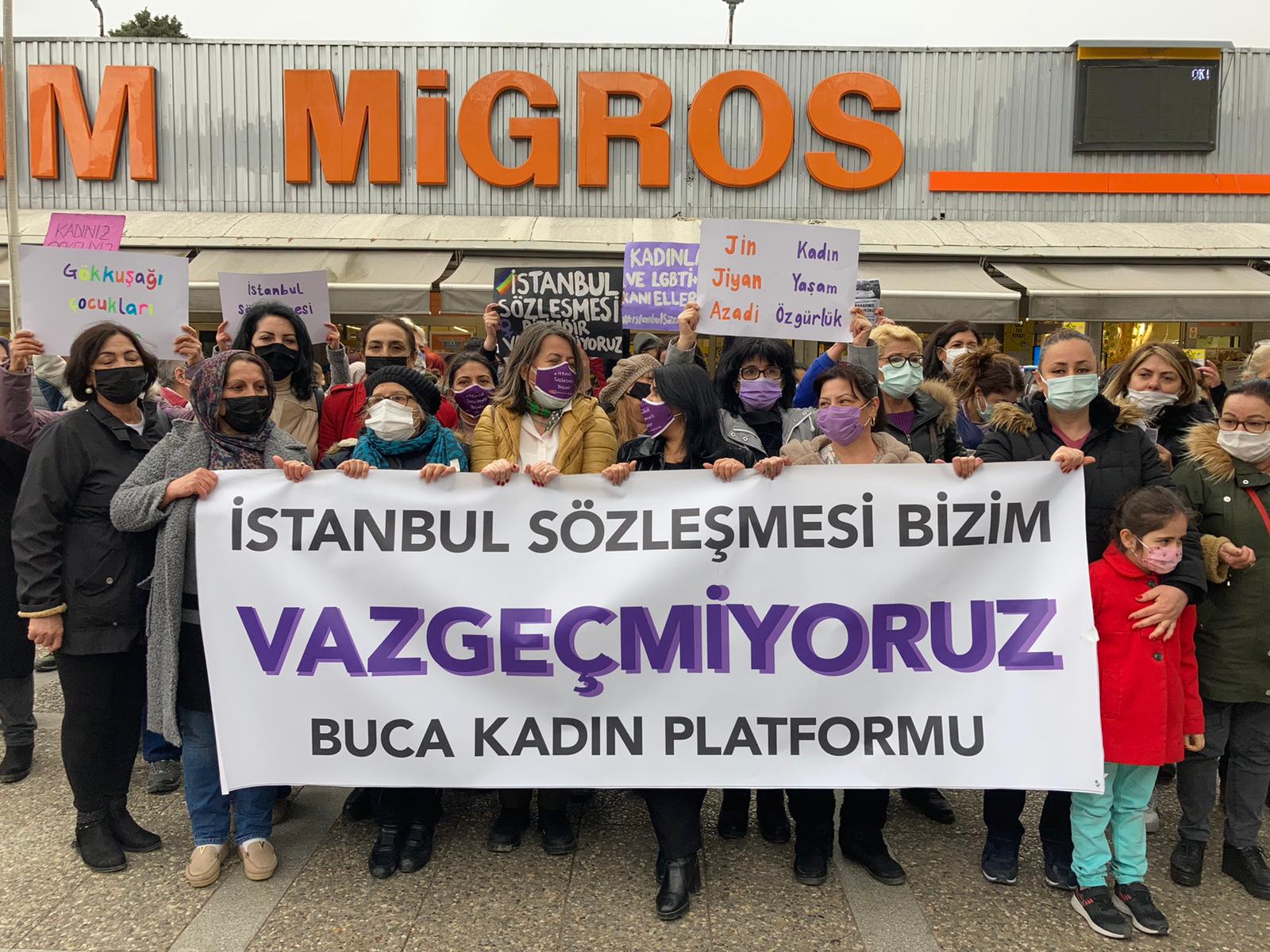 Bucalı kadınlar bir araya geldi: “Sözleşmeden vazgeçmeye niyetimiz yok”