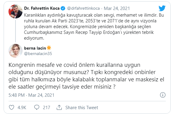Kongre sonrası yaptığı açıklamayla dikkati bir kez daha üzerine çeken Koca'ya sosyal medyadan tepki yağdı