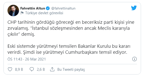 Fahrettin Altun'dan Özgür Özel'e İstanbul Sözleşmesi tepkisi: Yine zırvalamış, o iş bitti