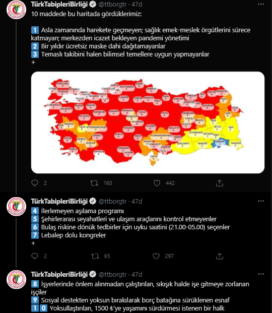 TTB 'Kırmızı Harita'ya 10 Maddelik Açıklamayla Tepki Gösterdi: 'Yönetemiyorsunuz'