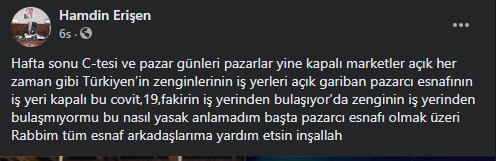 Erişen, “Pazarlar kapalı olduğu için marketler fiyat yükseltiyor”