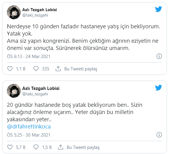 Bakan Koca’ya ‘Yeter düşün milletin yakasından’ diye yazdı yataksızlıktan öldü!