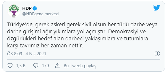 HDP: Darbe riski devşirmek siyasi kurnazlık ve fırsatçılık