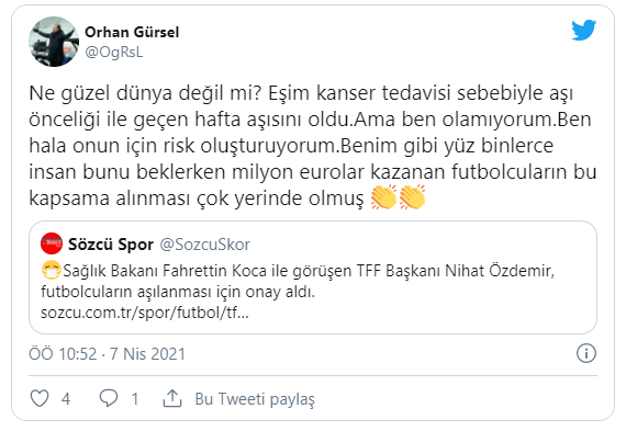 TFF Başkanı Nihat Özdemir açıkladı: Futbolculara aşı önceliği!