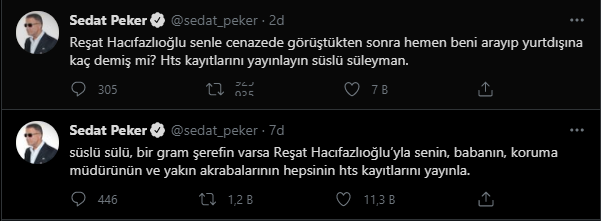 Sedat Peker, Soylu'nun HaberTürk yayınında 'Arkadaşım' dediği Reşat Hacıfazlıoğlu'yla telefon görüşme kaydını yayımladı