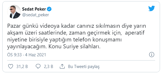 ''Yarın akşam telefon konuşması yayınlayacağım''