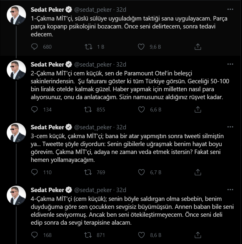 Sedat Peker’den Cem Küçük’e: Adaya ne zaman veda etmek istersin?