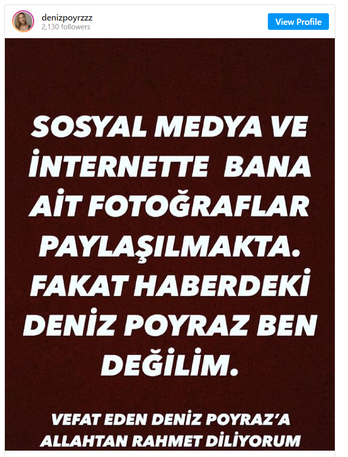 Sosyal medyada yanlış Deniz Poyraz fotoğrafı paylaşıldı