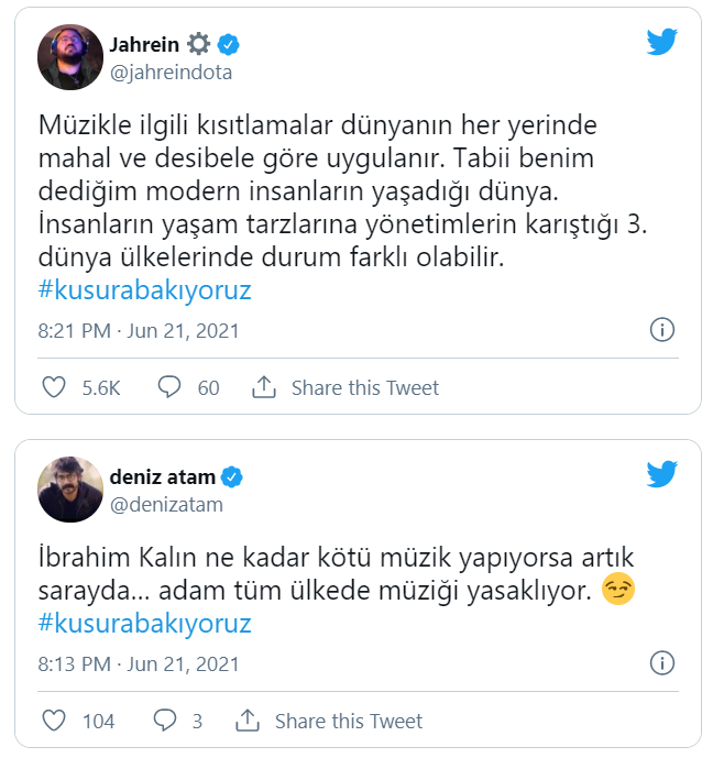 Erdoğan’ın ‘müzik yasağı’ açıklamasına tepki yağdı: #kusurabakıyoruz