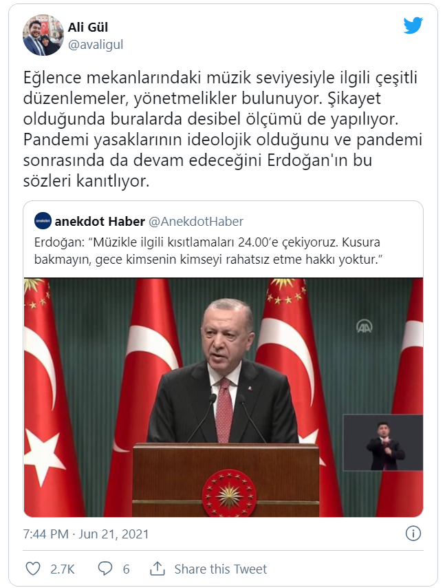 Erdoğan’ın ‘müzik yasağı’ açıklamasına tepki yağdı: #kusurabakıyoruz