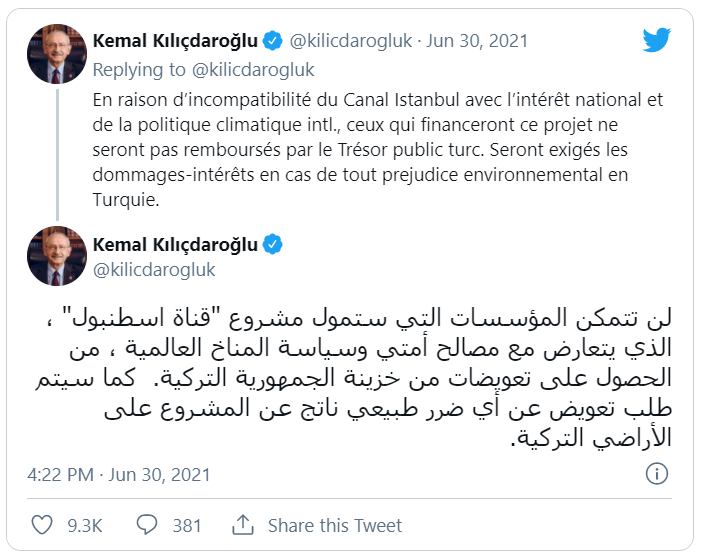 Kılıçdaroğlu’ndan Kanal İstanbul için 4 dilde tweet: Para alamayacaksınız