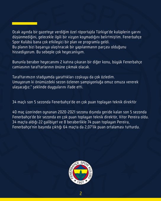 Fenerbahçe'nin Yeni Teknik Direktörü Vitor Pereira Oldu!