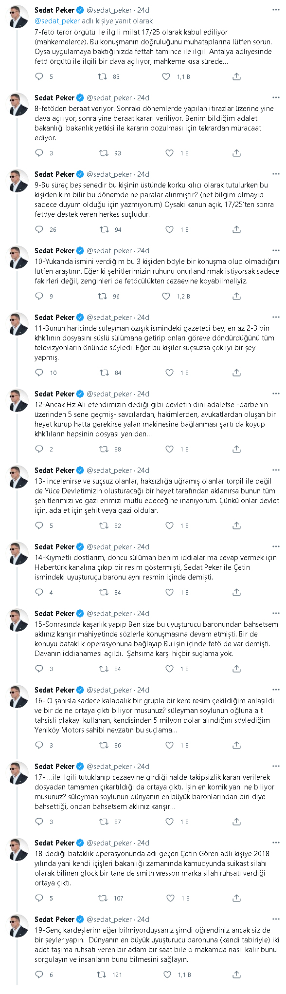 Sedat Peker'den olay yaratacak '15 Temmuz' , 'Süleyman Soylu' ve 'Hilal Kaplan' paylaşımı