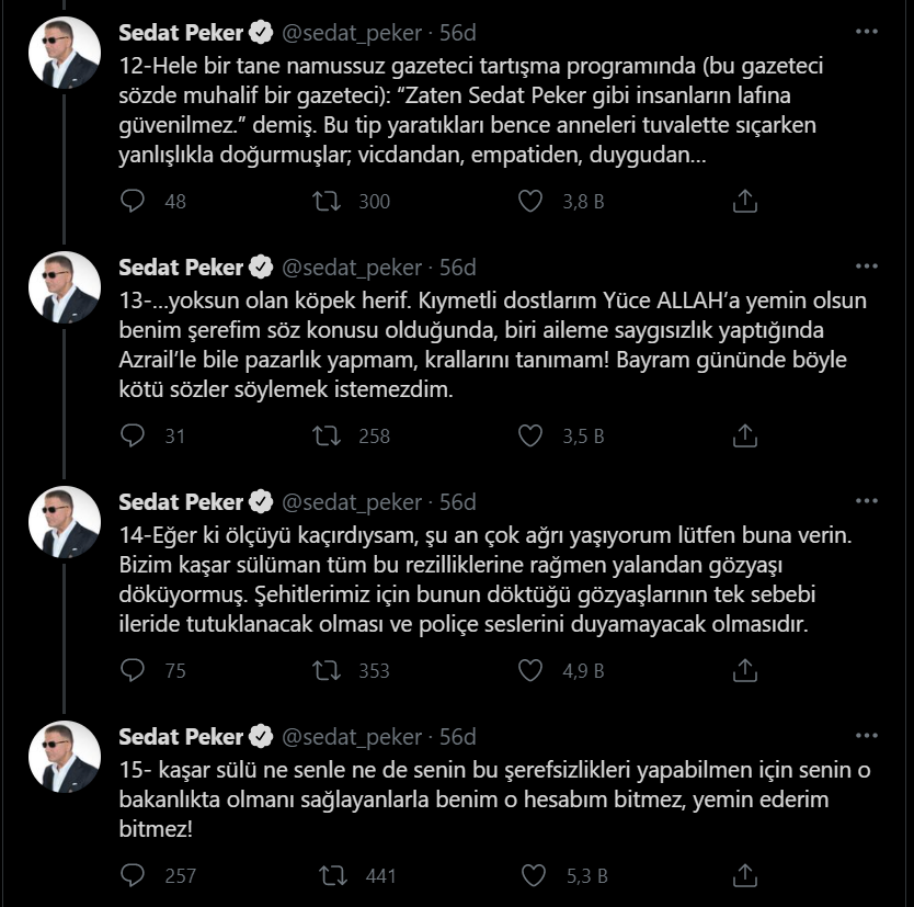 Sedat Peker, ailesiyle birlikte koronavirüse yakalandığını duyurdu: 'Hastalığım biraz ağır geçiyor'