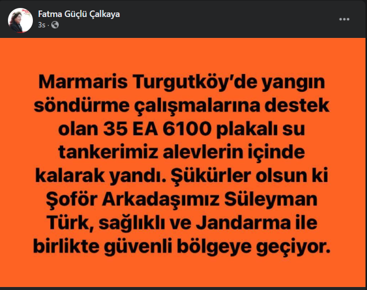 Balçova Belediyesi'nin aracı Marmaris'te yandı 