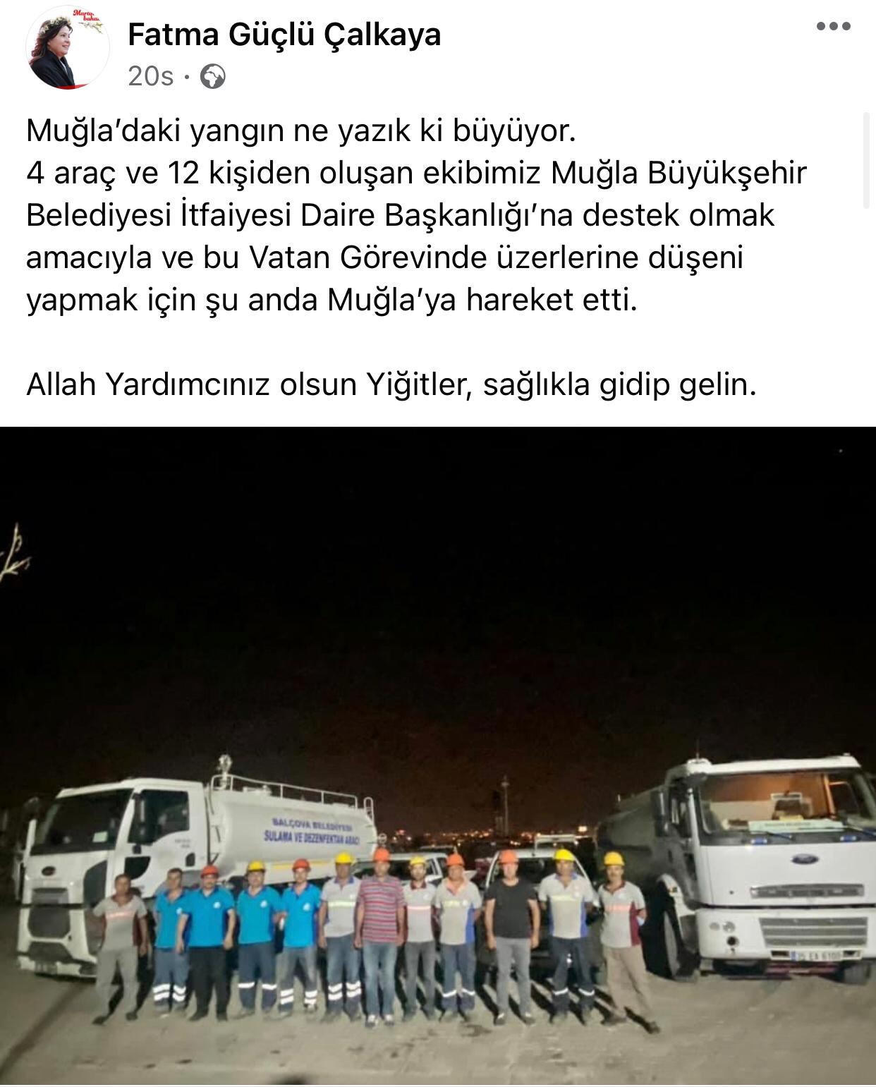 Balçova Belediyesi’nden Muğla’daki orman yangına destek