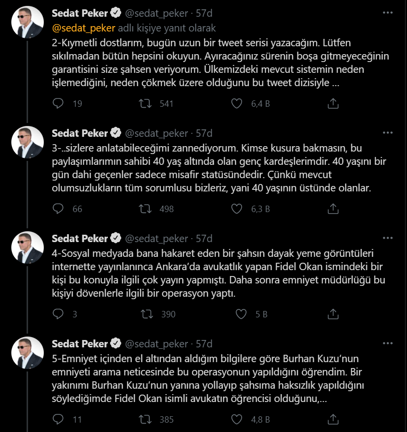 Sedat Peker'den yeni iddialar: Zindaşti, Burhan Kuzu, Ümitcan Uygun, Aleyna Çakır...