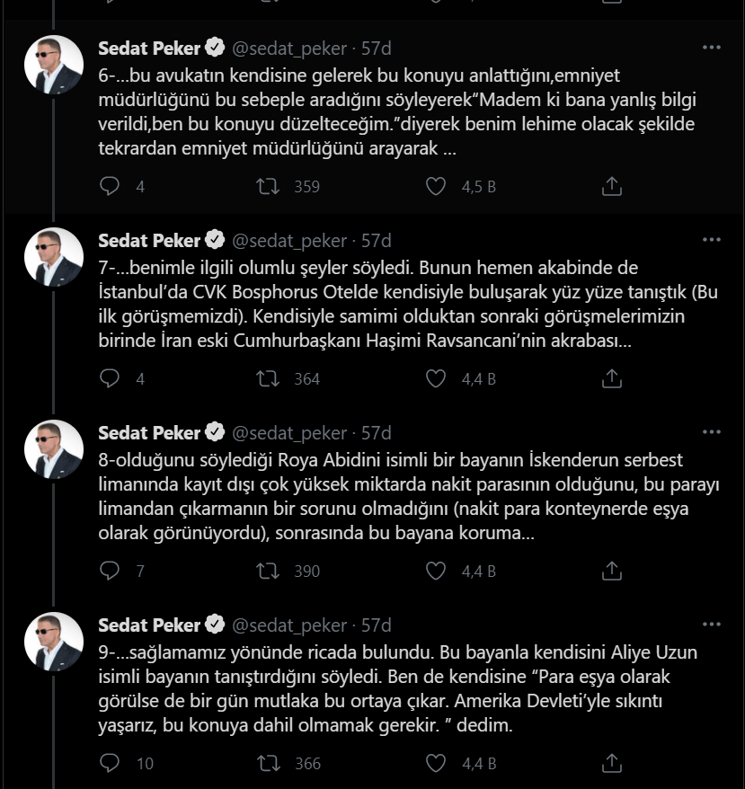 Sedat Peker'den yeni iddialar: Zindaşti, Burhan Kuzu, Ümitcan Uygun, Aleyna Çakır...