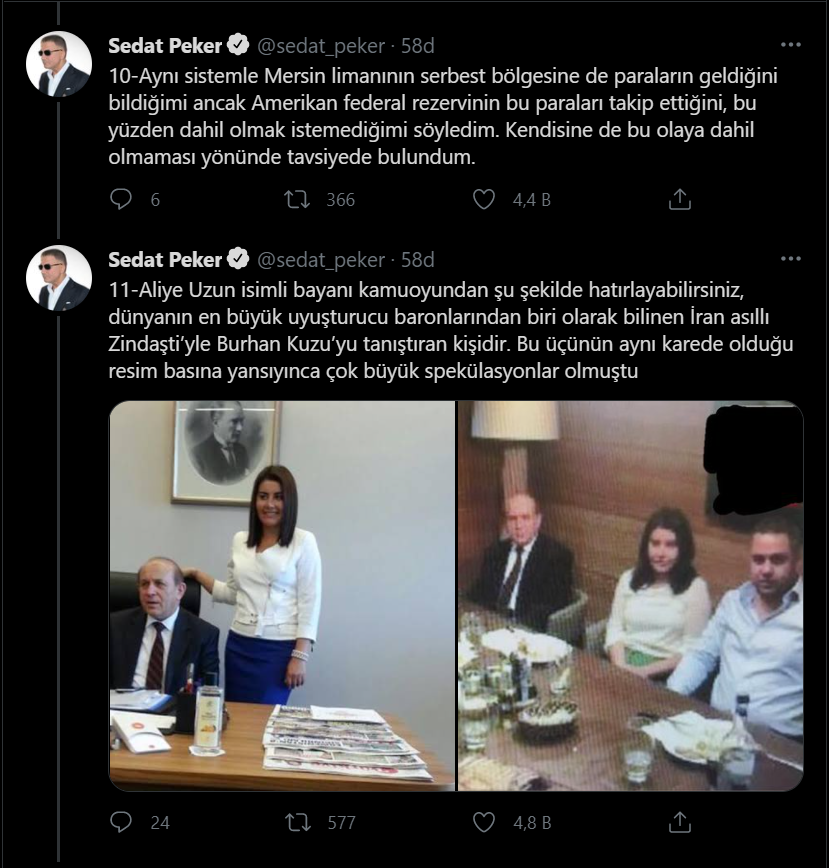 Sedat Peker'den yeni iddialar: Zindaşti, Burhan Kuzu, Ümitcan Uygun, Aleyna Çakır...
