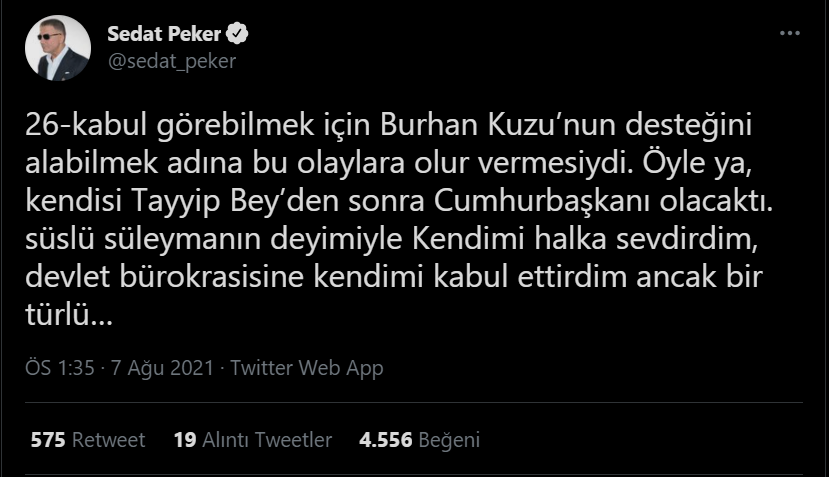 Sedat Peker'den yeni iddialar: Zindaşti, Burhan Kuzu, Ümitcan Uygun, Aleyna Çakır...