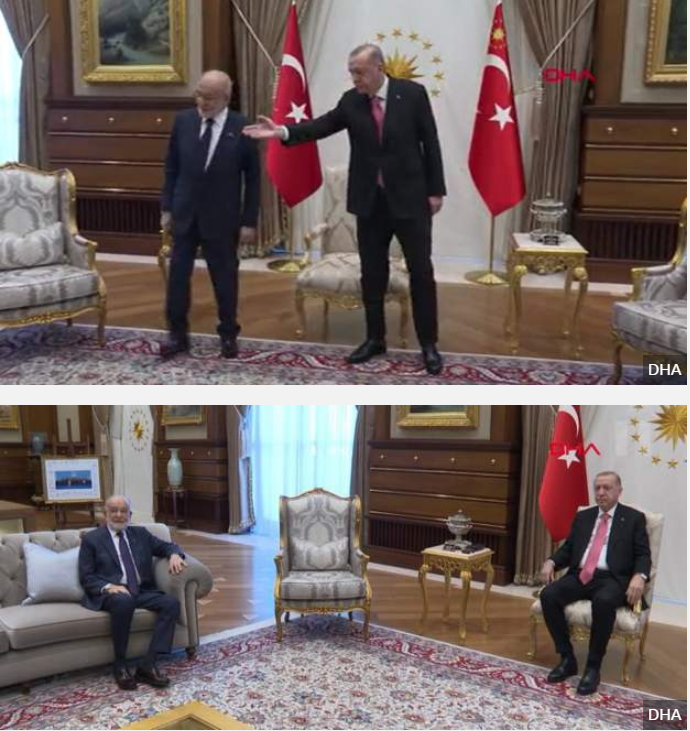 Erdoğan ile Karamollaoğlu görüşmesindeki oturma düzeni tartışmalara neden oldu
