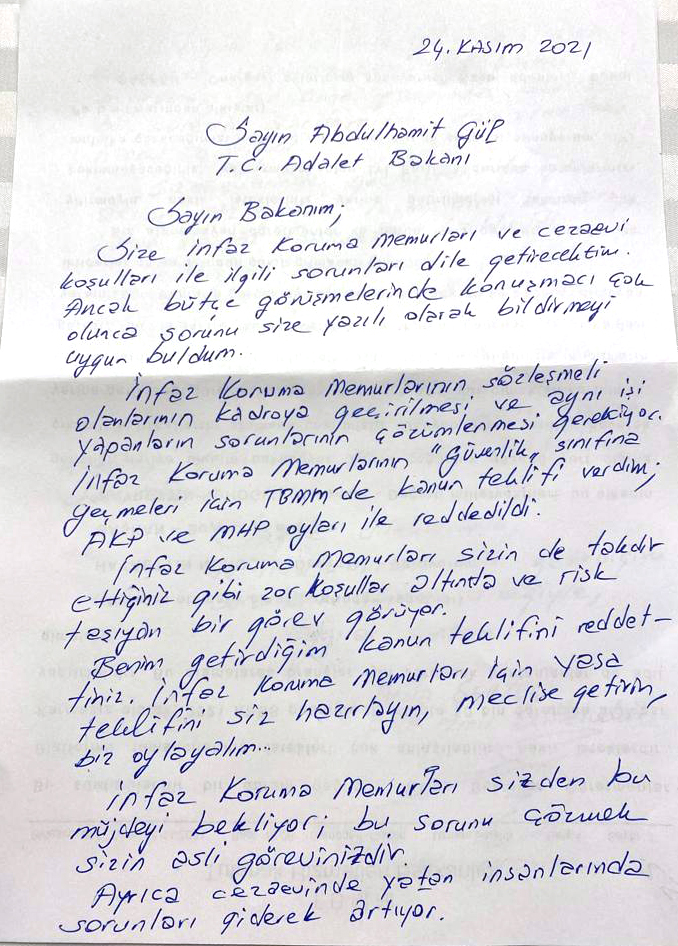 CHP’li Sertel’den Adalet Bakanı Gül’e mektup “Sorunları çözmek asli görevinizdir”